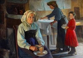 'Anciana cortando sopas de pan', cuadro de José Nogué Massó.