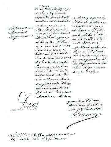 Título otorgado a Cenicero.