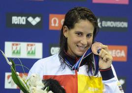 Erika Villécija, con su bronce en el Europeo de 2012.