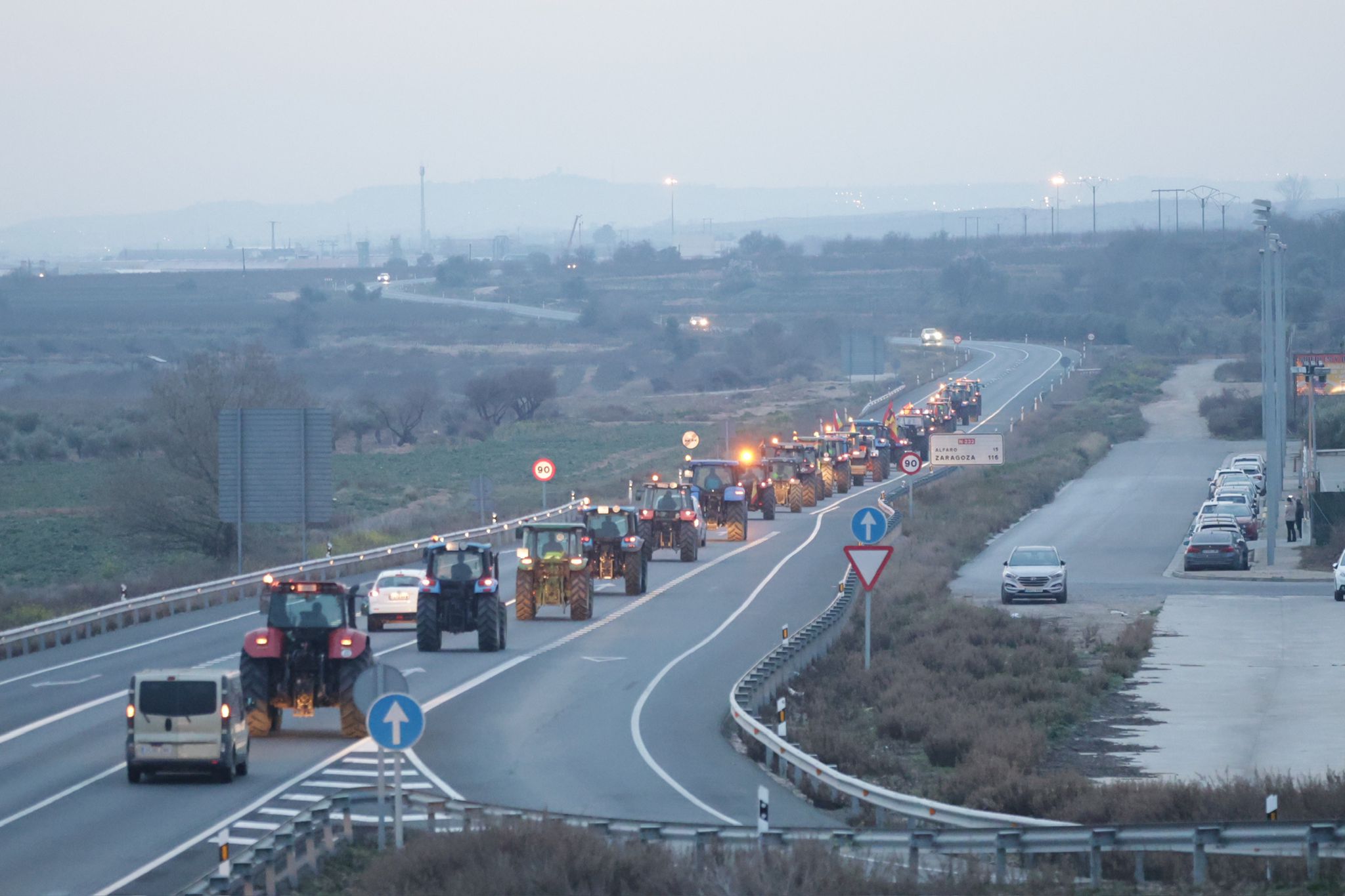 La tractorada, en las primeras horas del día