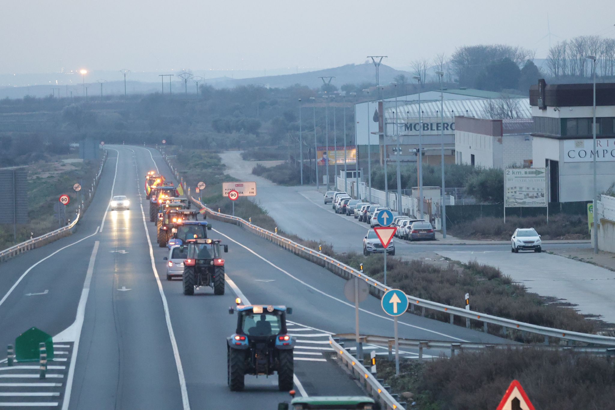 La tractorada, en las primeras horas del día