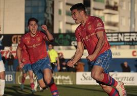 Rubio celebra el gol que ha dado la victoria al Calahorra.