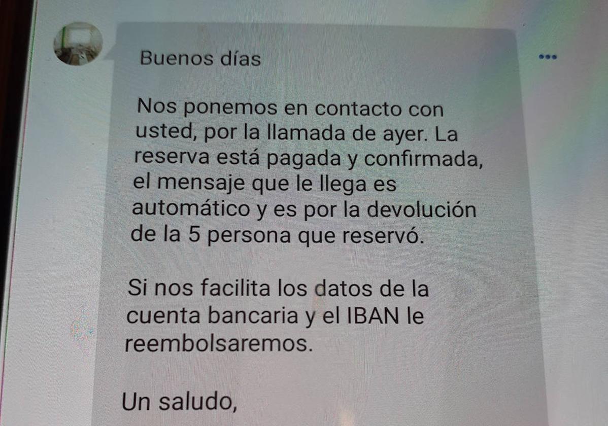 Mensaje enviado por los ciberdelincuentes.