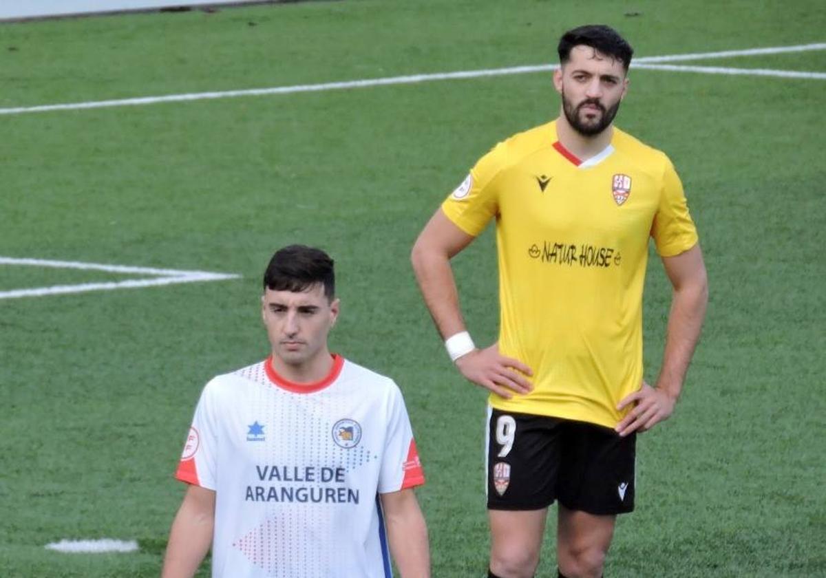 Goñi y Jony, en el partido de esta tarde en Mutilva.