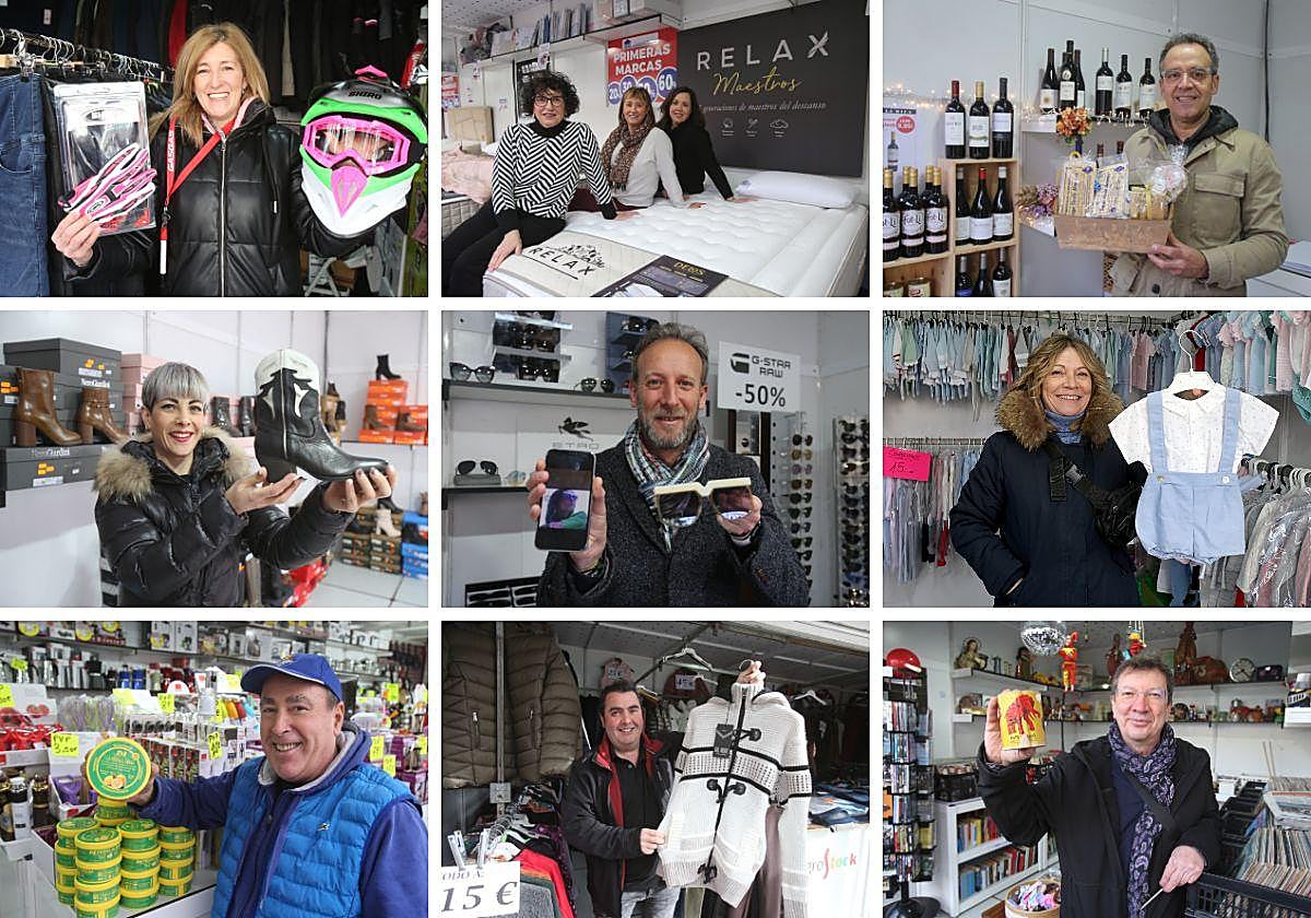 Comerciantes con algunos de sus productos más destacados a la venta este fin de semana.