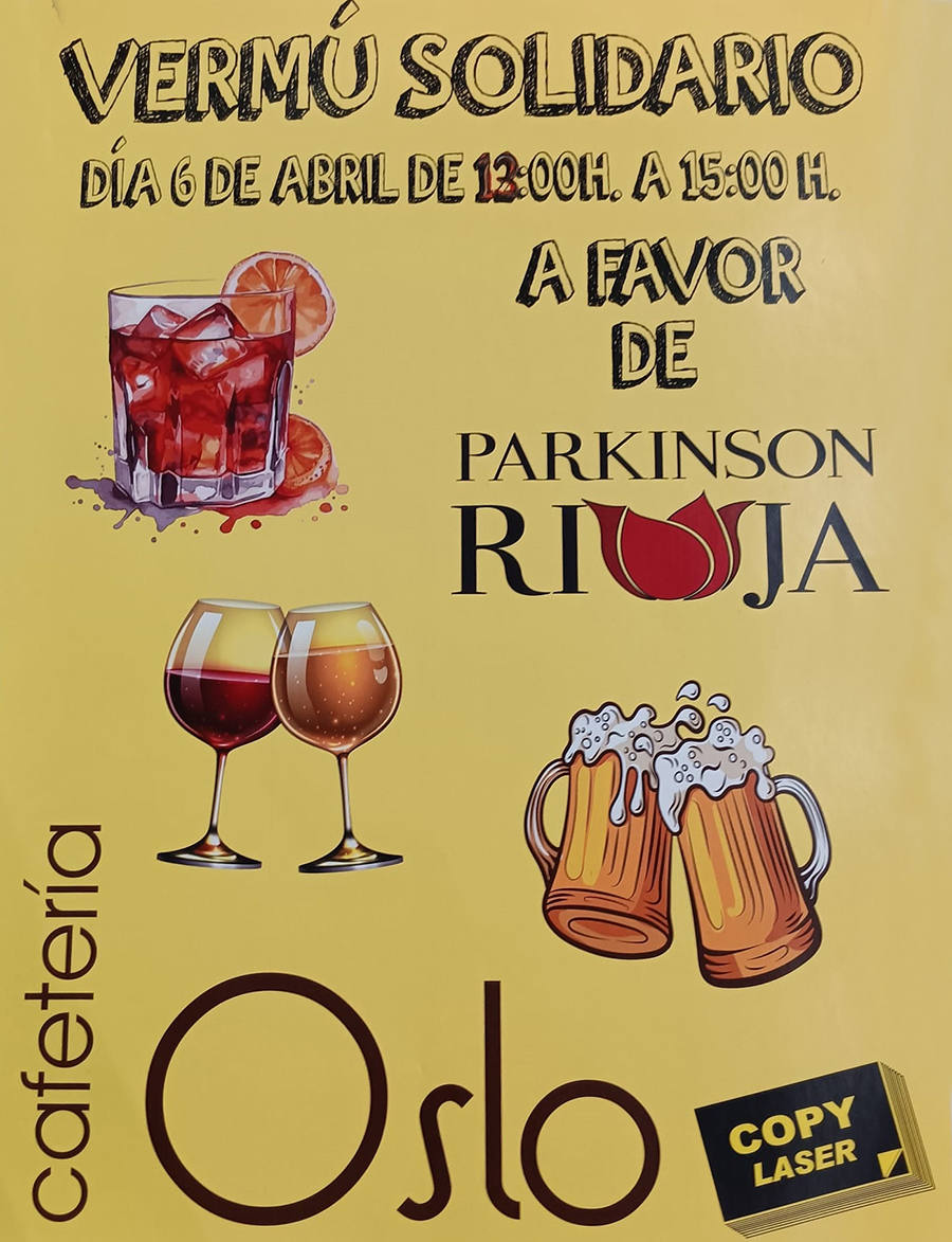 Vermú solidario con Parkinson Rioja, este sábado en la cafetería Oslo