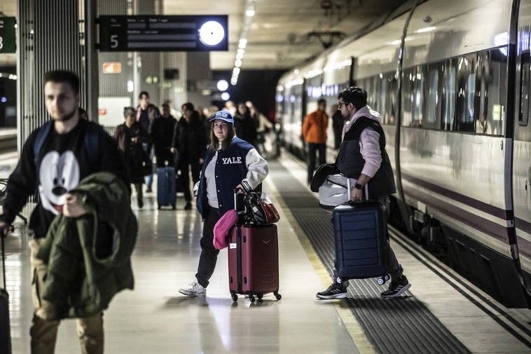 Pasajeros llegan a la estación de Logroño procedentes del tren de Madrid.