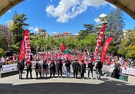 La cabecera de la manifestación, este miércoles.