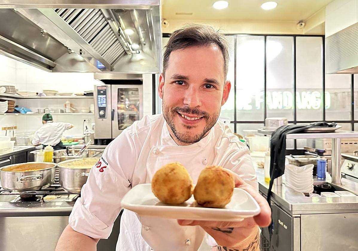 Sugai Larrazabal, con sus croquetas.