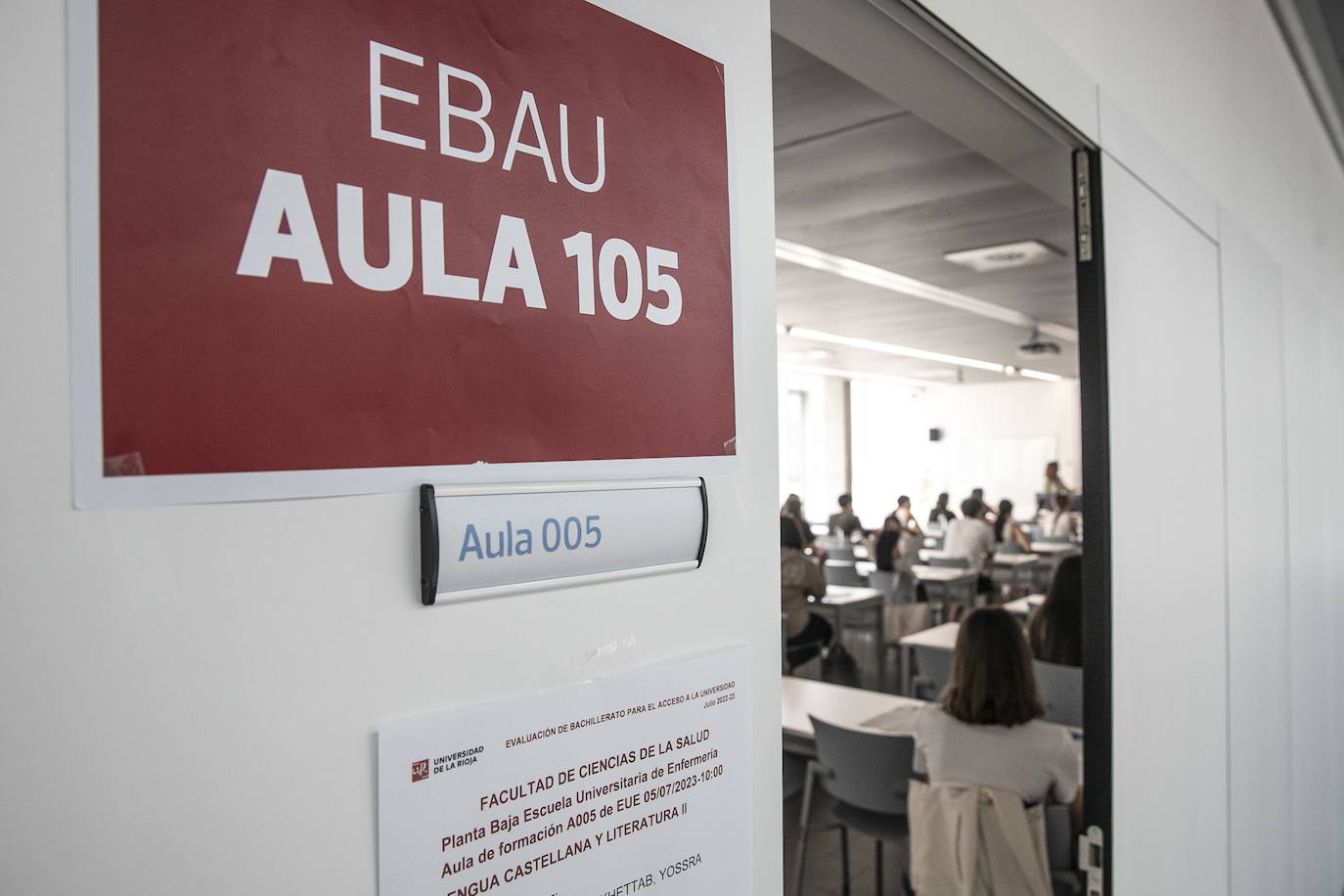 Un aula de la Facultad de Ciencias de la Salud en una prueba de la EBAU del pasado curso.