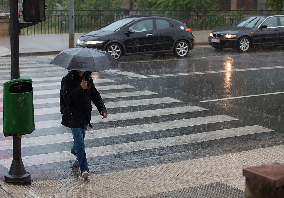 Jornada de lluvia en Logroño.