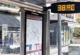 Un termómetro marca 38 grados en Logroño, la pasada semana.