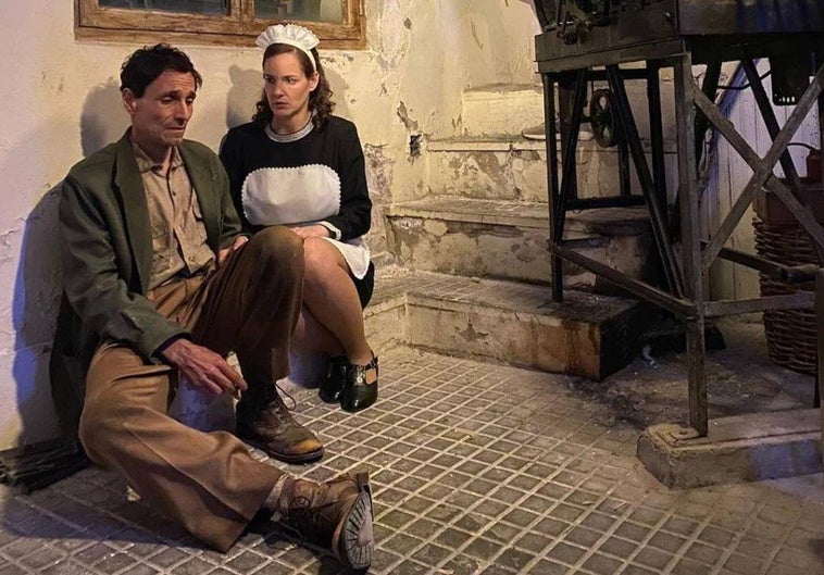 Los actores protagonistas de 'Carillón', Josué Lapeña y María Martínez Losa, durante el rodaje.