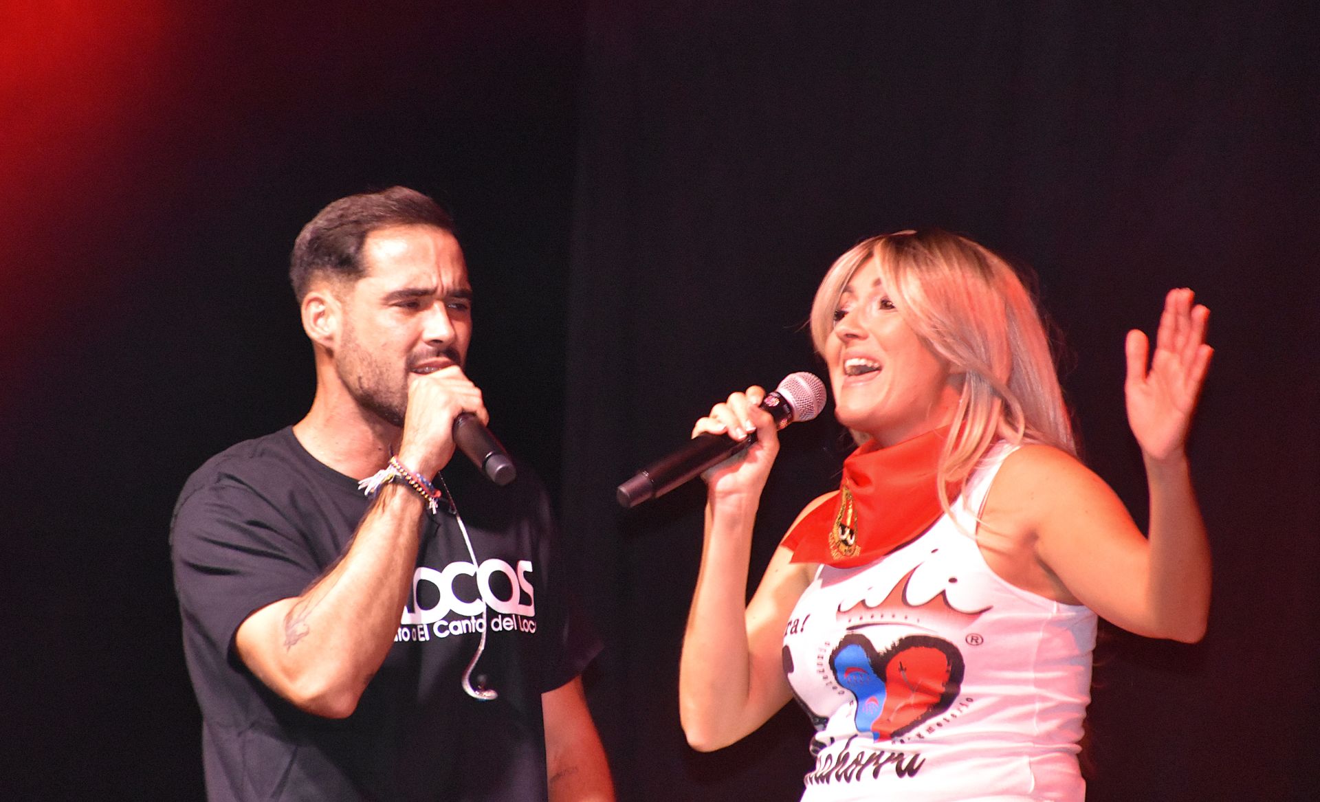 Los cantantes de Dlocos y La Otra Oreja, en Calahorra.