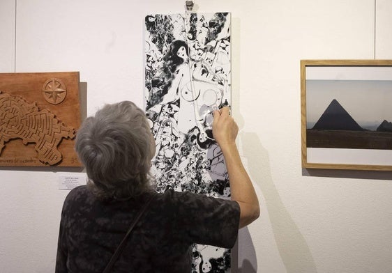 Detalle de la exposición, en Fudación Caja Rioja Gran Vía.