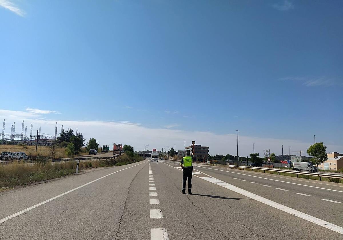 Control de tráfico en la circunvalación de Soria.