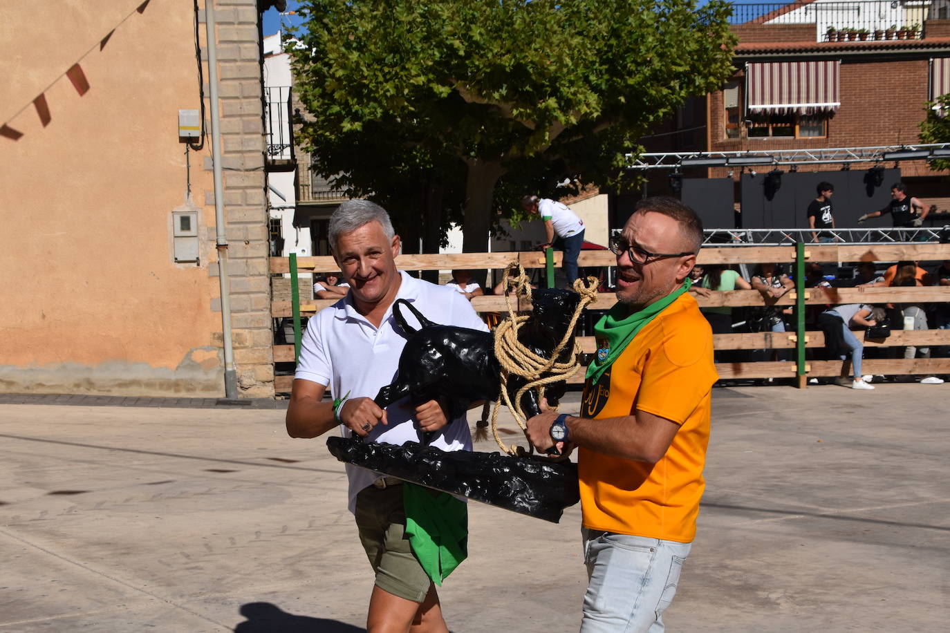 Toro ensogado en las fiestas de la Virgen del Carmen de Cabretón