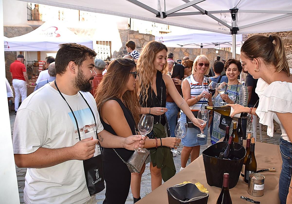 Uno de los puestos de vino Rioja del Garrapiteo de Cervera del Río Alhama en 2023.