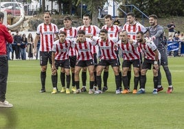 Once inicial de la UD Logroñés en el encuentro ante el Alavés B.