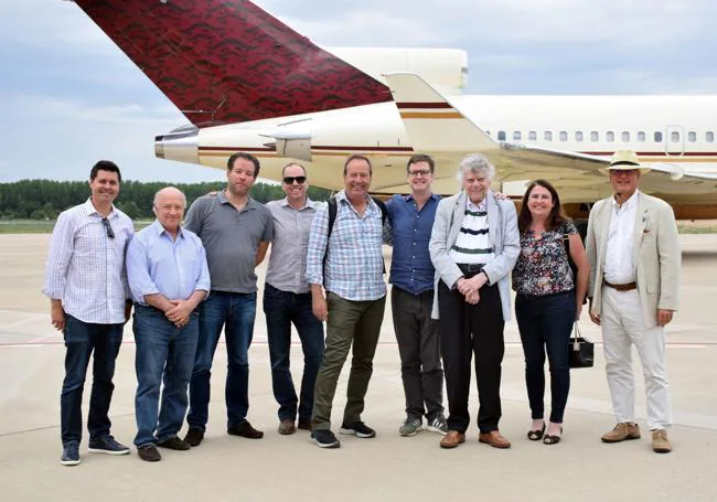 El avión Boeing 727, propiedad del multimillonario estadounidense Gordon Getty, aterrizó en el aeropuerto de Agoncillo en 2019 para reunirse con bodegueros.