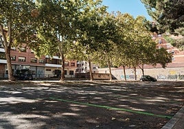 Parking, zona verde desde la semana pasada, vacío estos días.