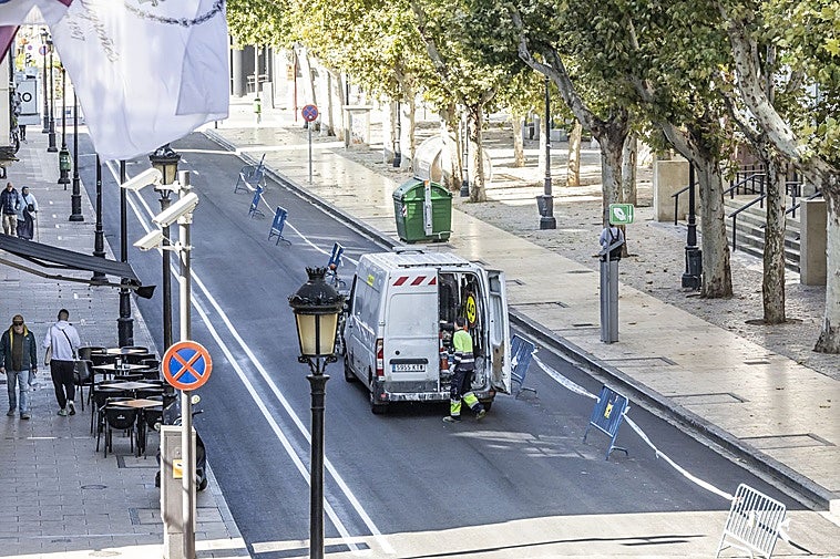 Obras de consolidación de Duquesa de la Victoria la semana pasada.