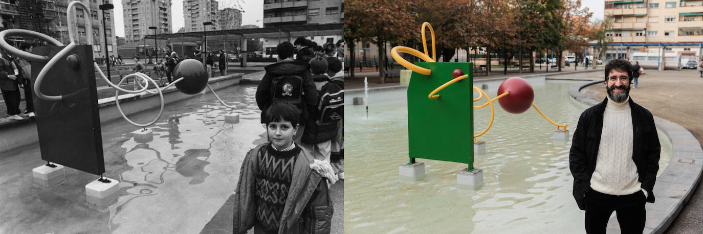 González ganó el primer concurso municipal de escultura para espacios al aire libre con su 'Bola de dragón', que ahora ha sido recolocada en un lugar preferente de la fuente de Los Tilos de Logroño junto a los chorros tras su rehabilitación.