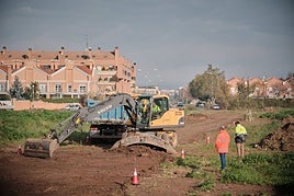 Obras del carril ciclo peatonal entre Logroño y Lardero.