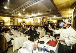 José Luis Vicente, Txebiko, en uno de los showcooking que eran habituales en el restaurante logroñés.