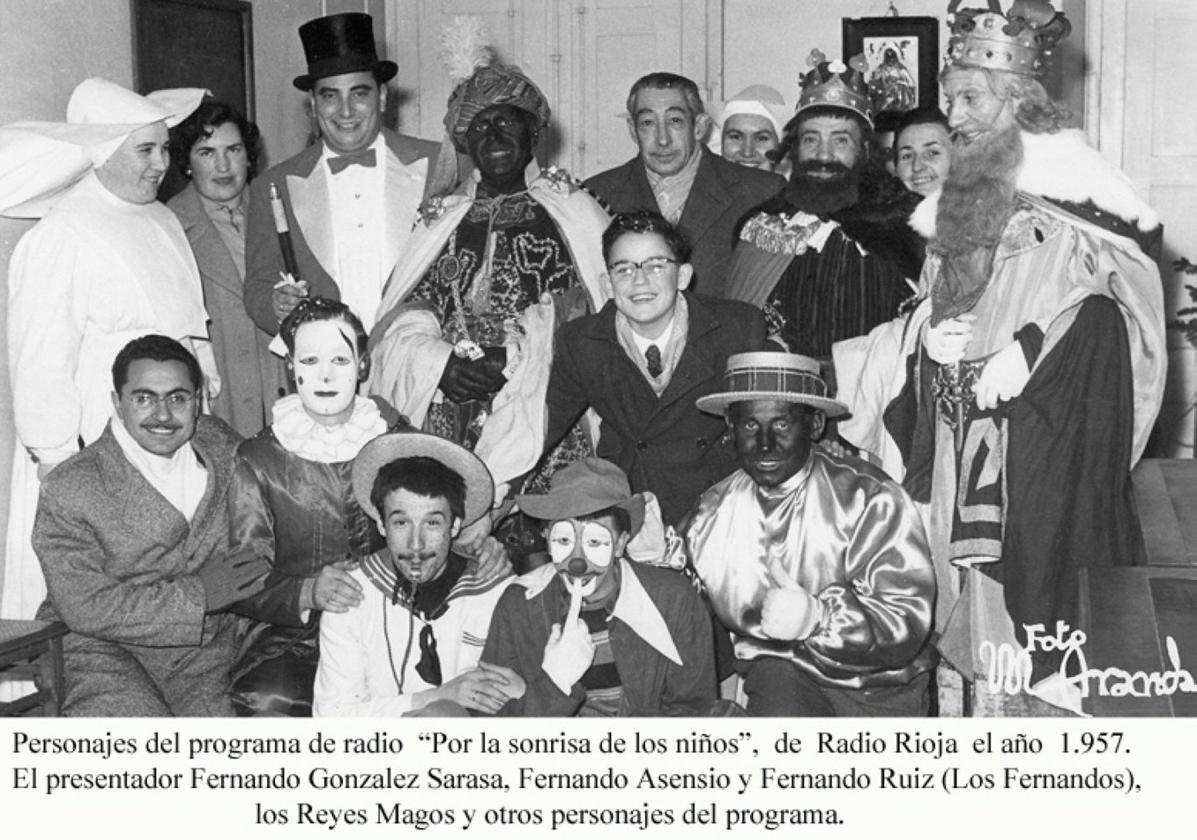 Los Reyes Magos en el programa radiofónico 'Por la sonrisa de los niños', de Radio Rioja en 1957.