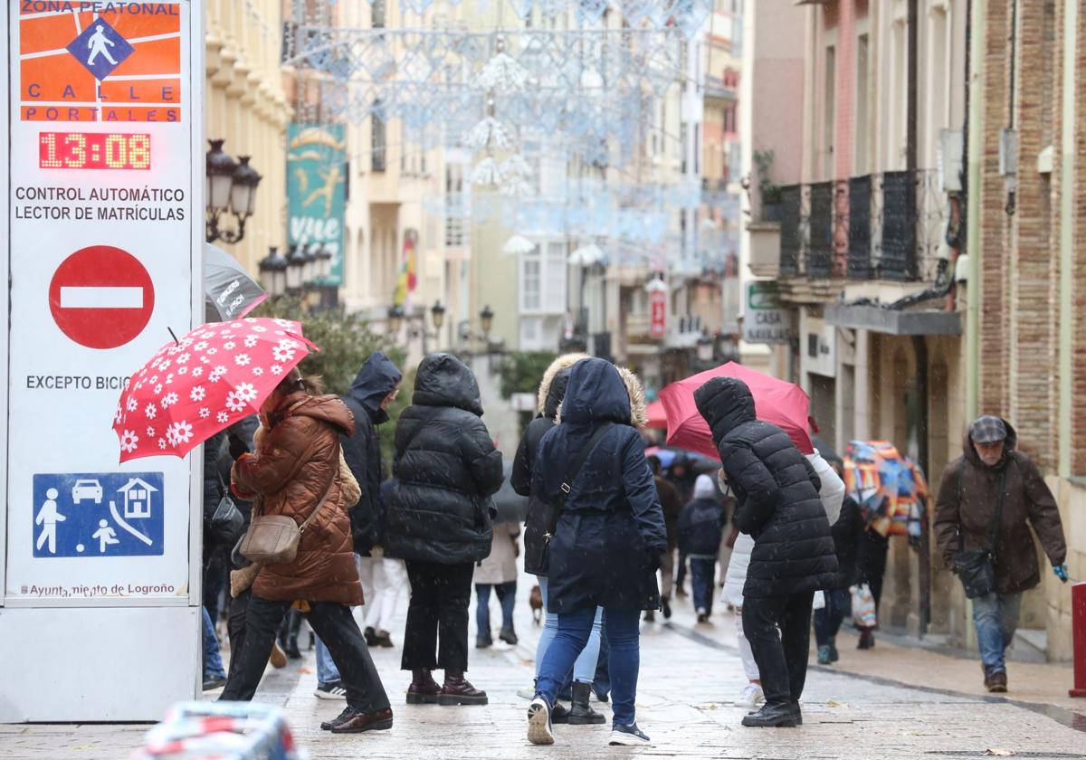 Frío y lluvia en Logroño.