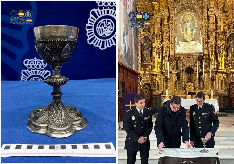 Cáliz de plata recuperado y devolución en la iglesia de San Francisco de Écija.