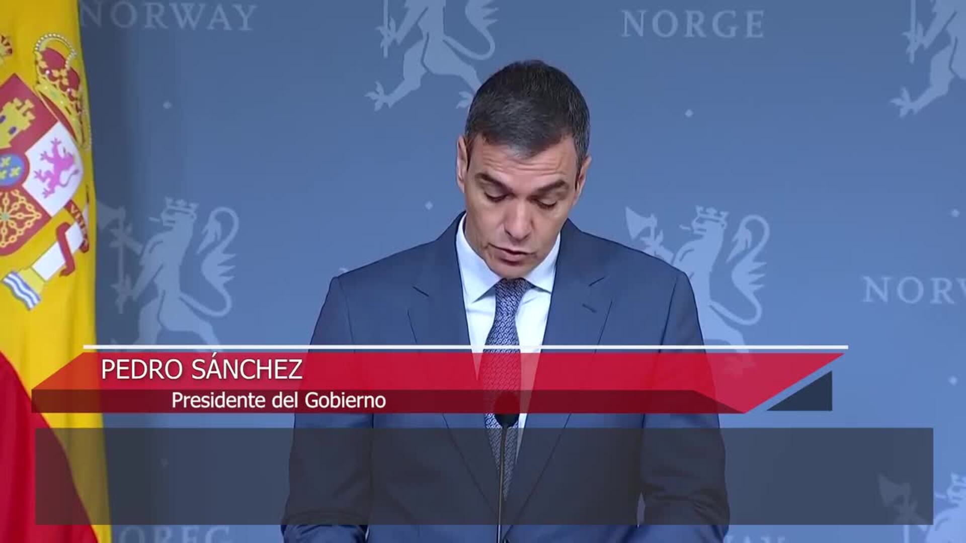 Sánchez y el primer ministro noruego trabajarán "codo con codo" por el reconocimiento palestino