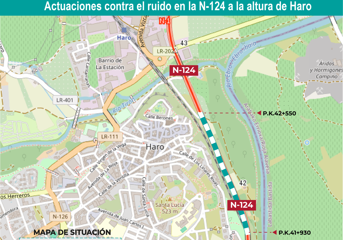 Transportes adjudica las actuaciones para reducir el ruido en la N-124 a su paso por Haro por 482.630,45 euros