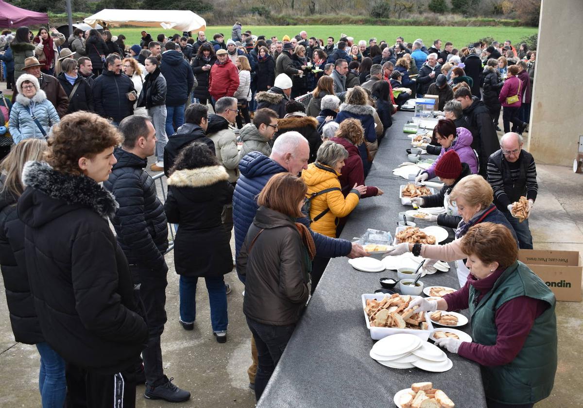 El reparto de las tostadas en Corera, en imágenes