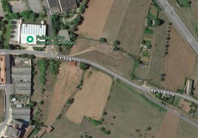 Vista aérea de la potencial zona deportiva a la entrada de Nájera.