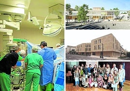 Operación de cirugía en el San Pedro, imagen de la recreación del futuro Centro de Especialidades Adoración Sáenz, el centro de salud de La Villanueva y los residentes MIR de la promoción 2020 en el Seris.