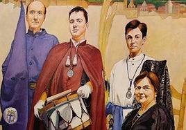 Imagen del cartel, con el cofrade de La Flagelación el segundo por la izquierda.