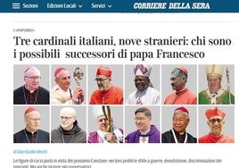 Página web de 'Il Corriere', con la imagen de Omella abajo a la derecha.