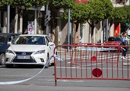 Una de las calles valladas en Logroño, tras el apagón.