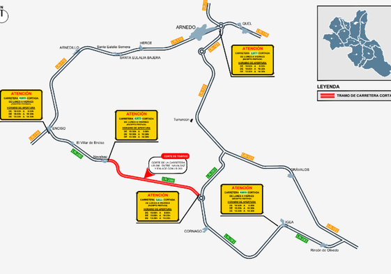 Corte de tráfico total por obras en la carretera LR-286, en Enciso, hasta el 30 de junio