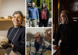 Alicia Fernández, José Luis y Pilar, Sergio Barbero y Roberto Pajares (a la derecha).