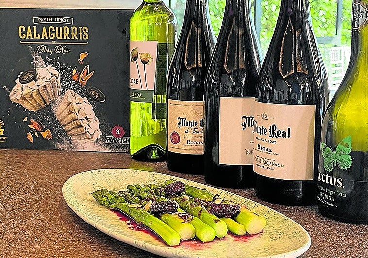 Espárragos verdes a la plancha, con su vinagreta.