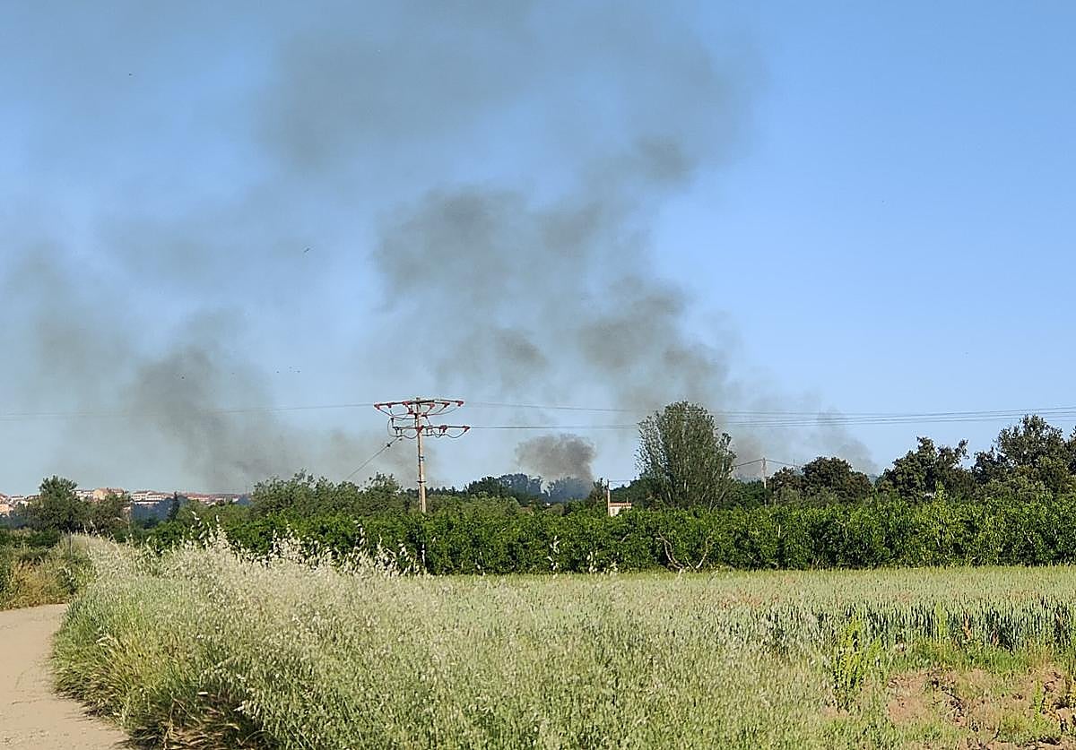 Incendio en la zona del puente del Villamediana de la Vía Romana del Iregua