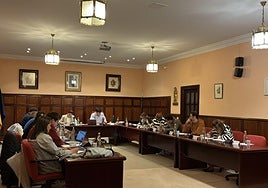 Concejales y alcalde calceatense durante la sesión plenaria de ayer.
