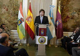 Javier Milei, en el Centro Riojano de Madrid.
