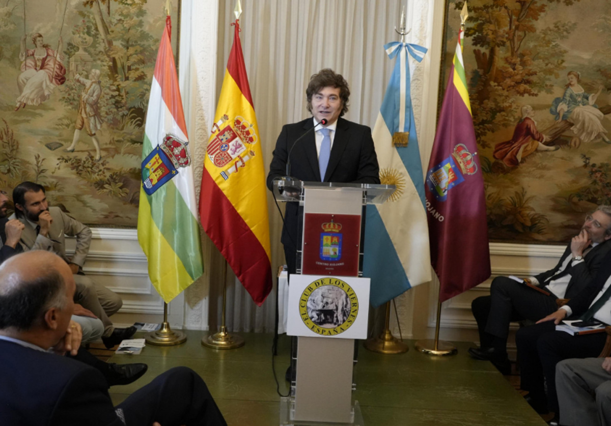 Javier Milei, en el Centro Riojano de Madrid.