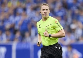 El riojano Miguel Sesma Espinosa durante el partido en el que el Oviedo logr´o el ascenso.