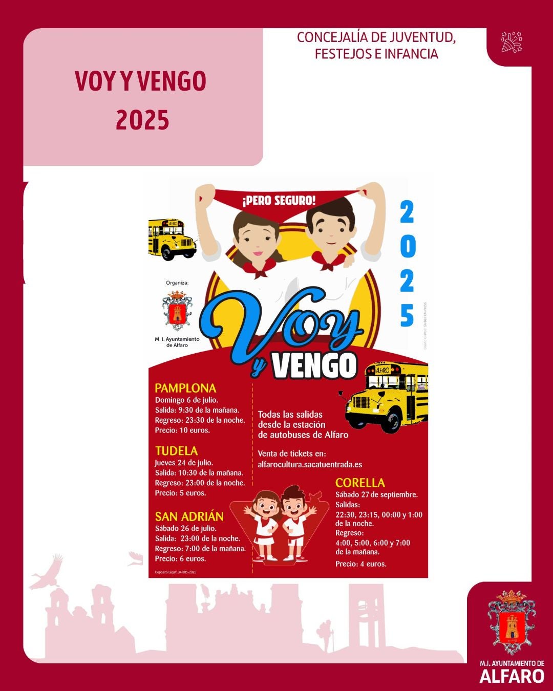 El 'Voy y vengo seguro' viajará a San Fermín, Tudela, San Adrián y Corella