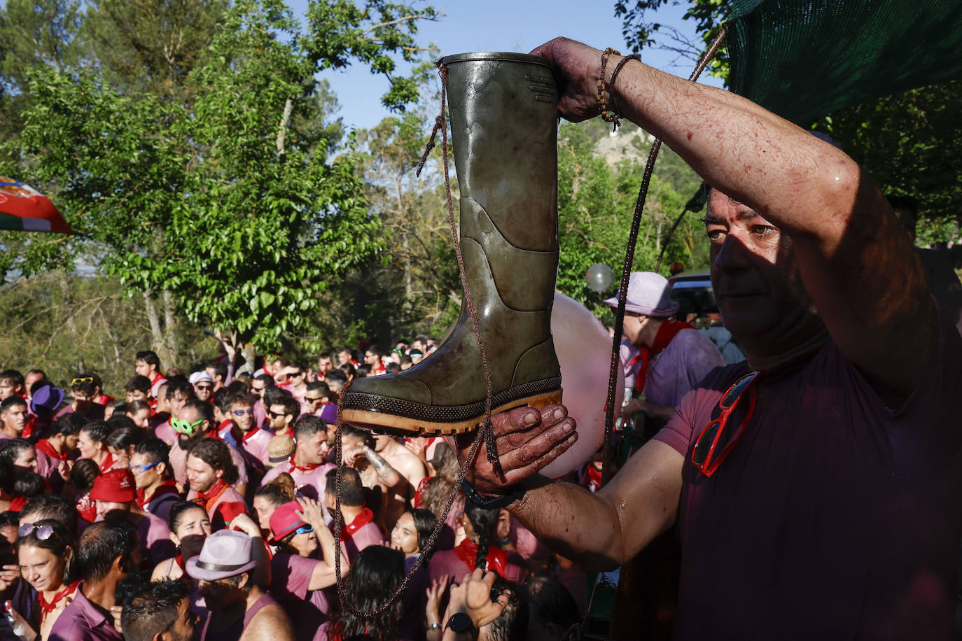 Cascos, gafas, litros de alcohol... las imágenes de la Batalla del Vino en Haro